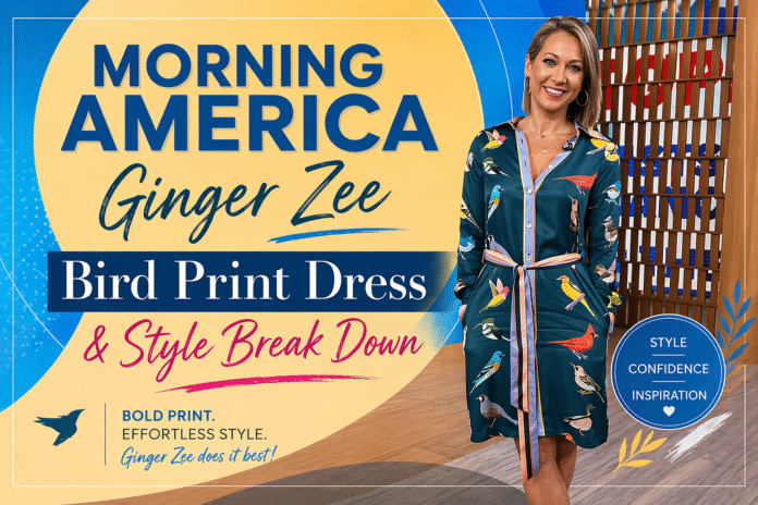 Morning America Ginger Zee Bird Print Dress & Style Break Down
