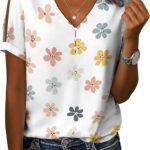 Women’s V-Neck Floral Printed Summer T-Shirt