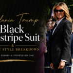Melania Trump Black Pinstripe Suit & Outfit Style Breakdown