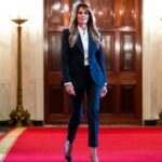 Melania Trump black Pinstripe Suit
