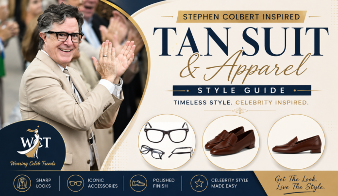 Stephen Colbert Inspired Tan Suit & Apparel Style Guide