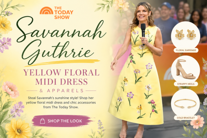The Today Show Savannah Guthrie Yellow Floral Midi Dress & Apparels