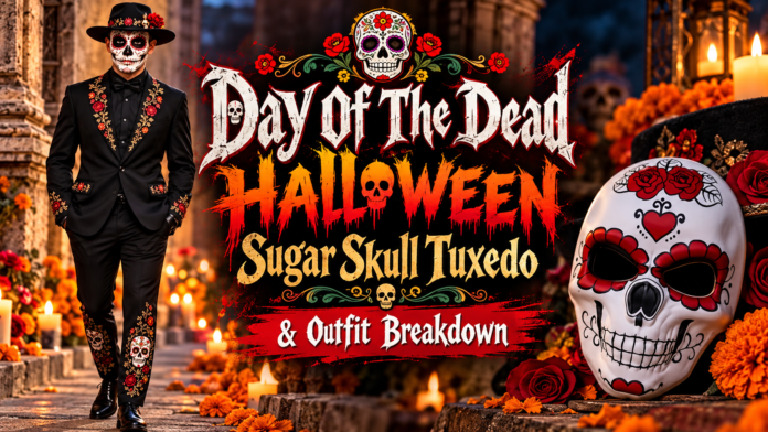 Day Of The Dead Halloween Sugar Skull Tuxedo & Outfit Breakdown